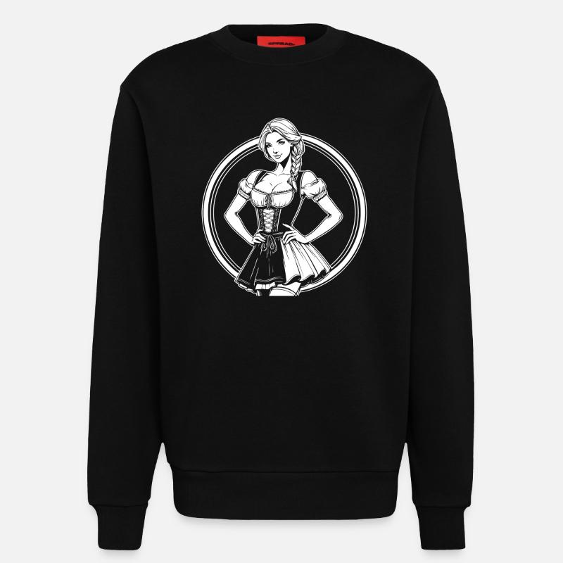 Cool Dirndl Comic Design - Sweatshirt - made by SPREAD  - SOLID BLACK