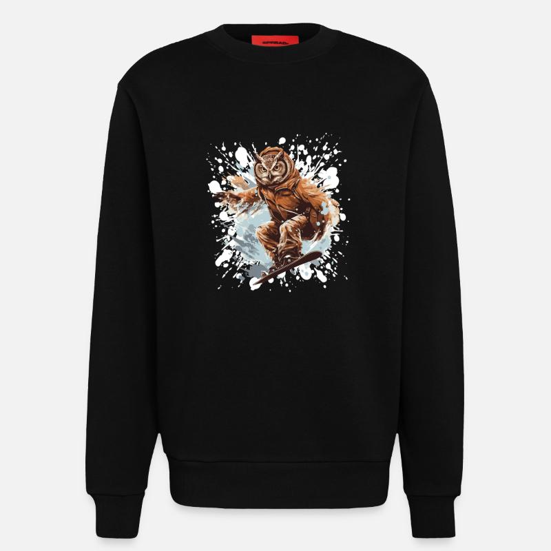 Eule Snowboard - Sweatshirt - made by SPREAD  - SOLID BLACK