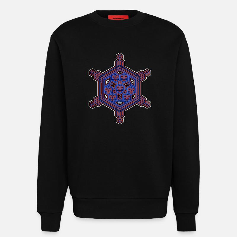 Expérience d’évolution fractale Motif hexagone étoile - Sweat bio décontracté fabriqué en UE - SOLID BLACK