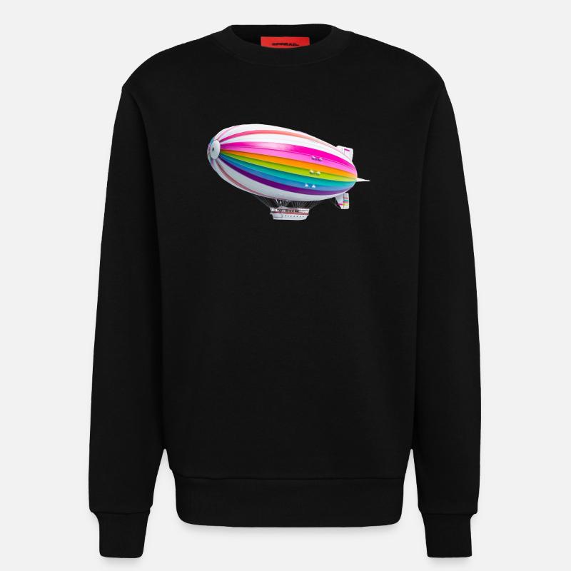 Regenbogen Zeppelin Druck - Sweatshirt - made by SPREAD  - SOLID BLACK