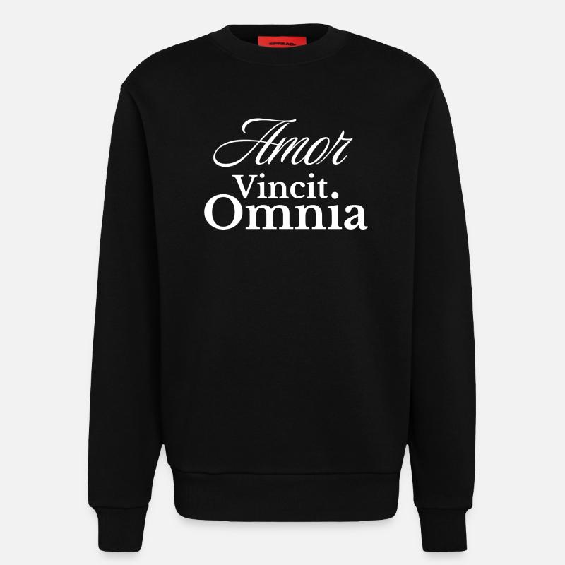 Amor Vincit Omnia Script - Sweat bio décontracté fabriqué en UE - SOLID BLACK