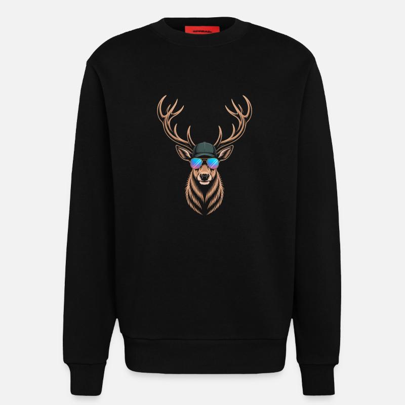 Cooler Hirsch mit Geweih  - Sweatshirt - made by SPREAD  - SOLID BLACK