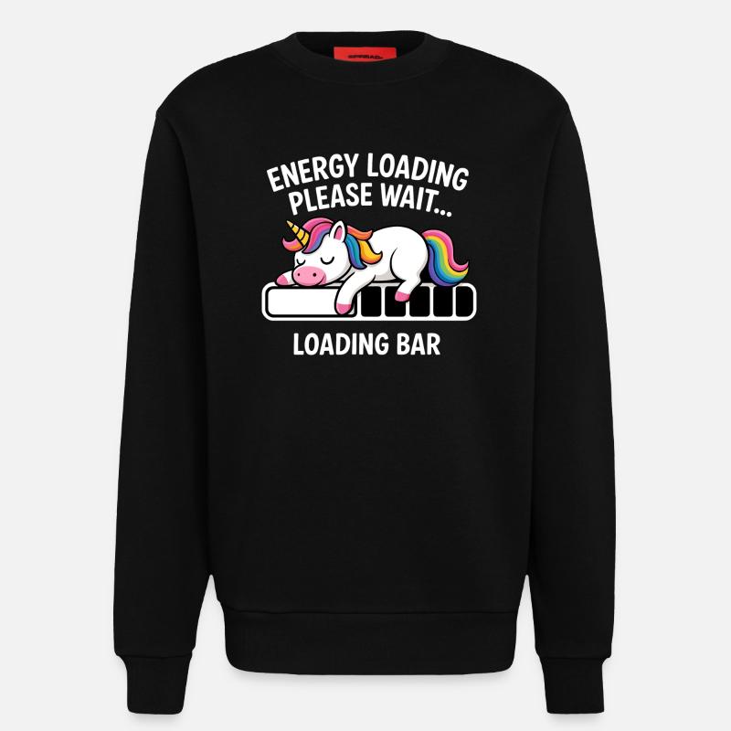 Einhorn Energie Loading Please Wait - Sweatshirt - made by SPREAD  - SOLID BLACK