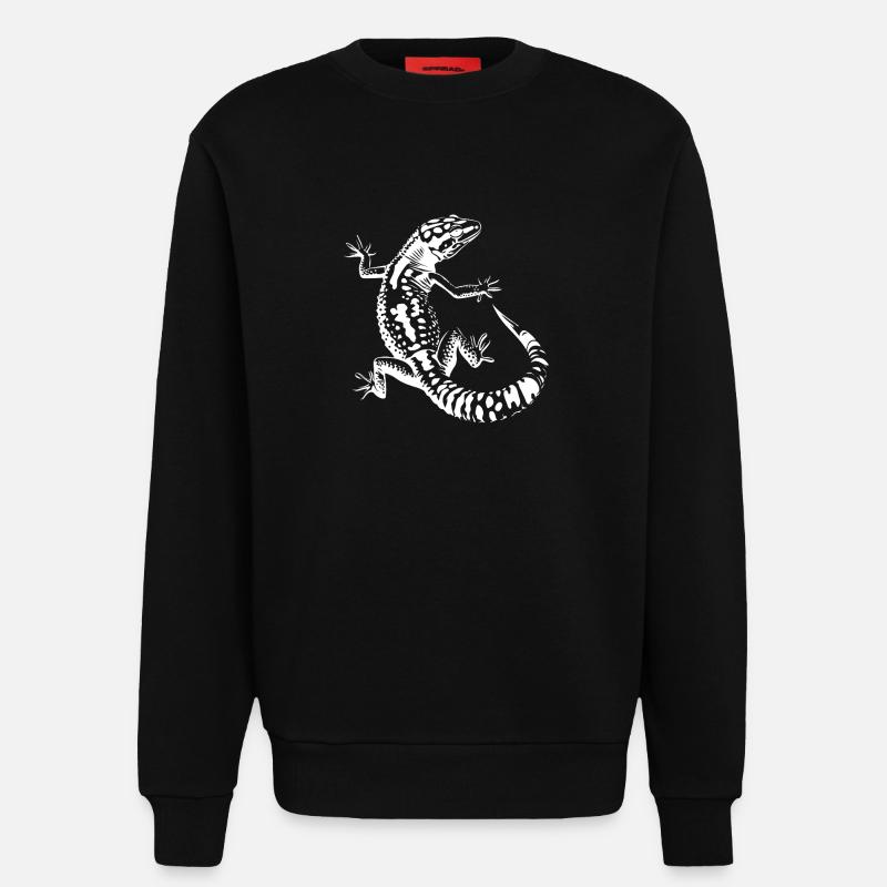 Schwarzweiß Echse Silhouette Leopardgecko - Sweatshirt - made by SPREAD  - SOLID BLACK