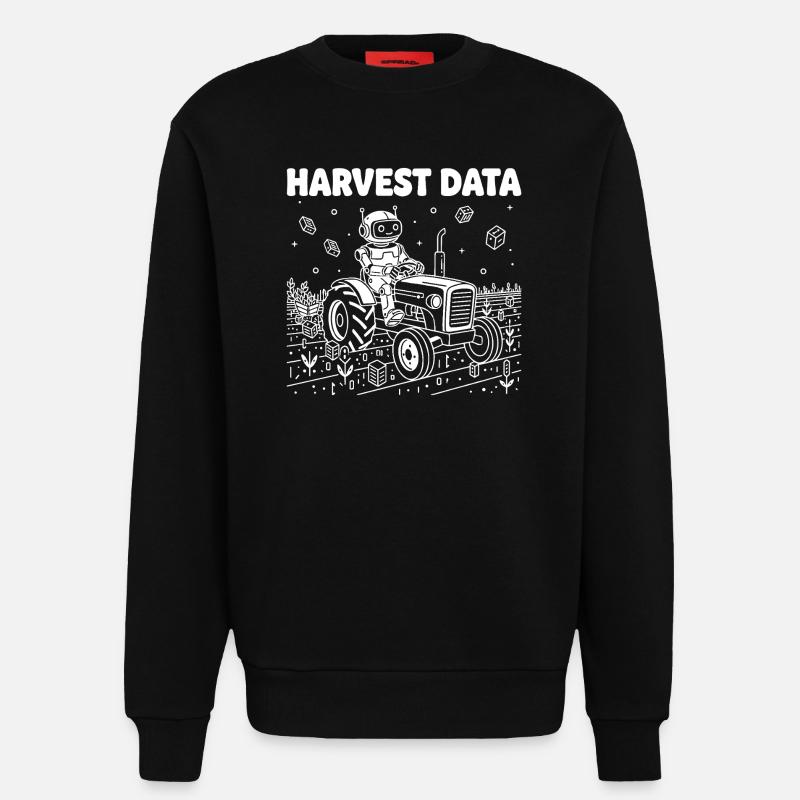 Harvest Data robot on tractor - Sweatshirt - made by SPREAD - SOLID BLACK
