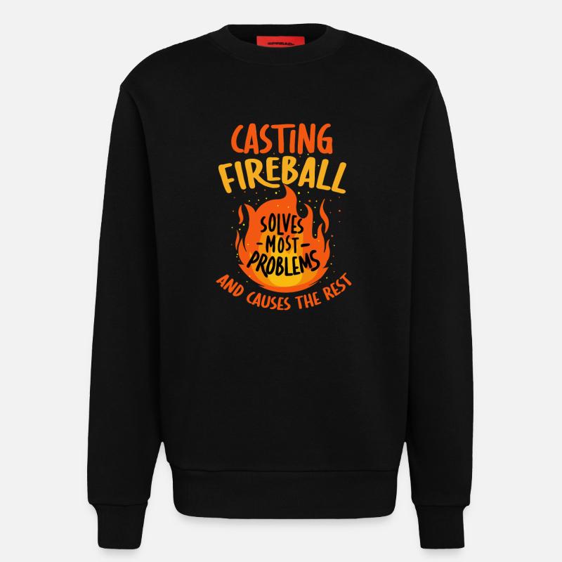 Casting Fireball Solves Problems RPG Gaming  - Sweatshirt - made by SPREAD  - SOLID BLACK