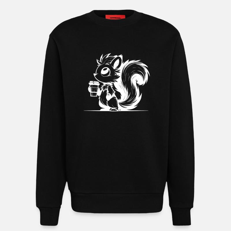 Eichhörnchen im Koffeinrausch - Bin schon wach - Sweatshirt - made by SPREAD  - SOLID BLACK
