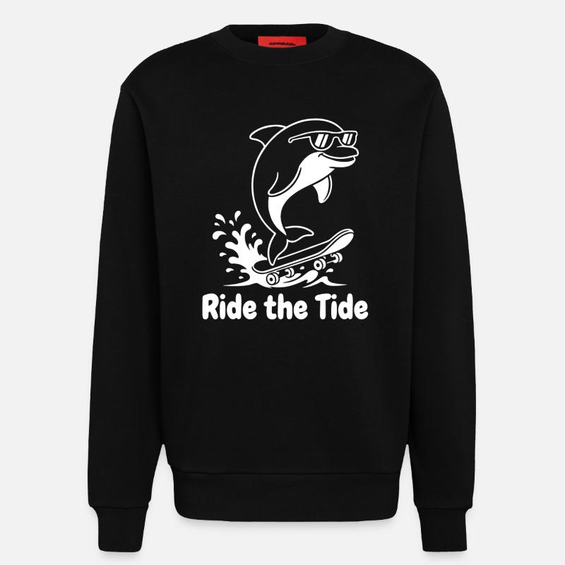 Delfin Skateboard Welle - Sweatshirt - made by SPREAD  - SOLID BLACK