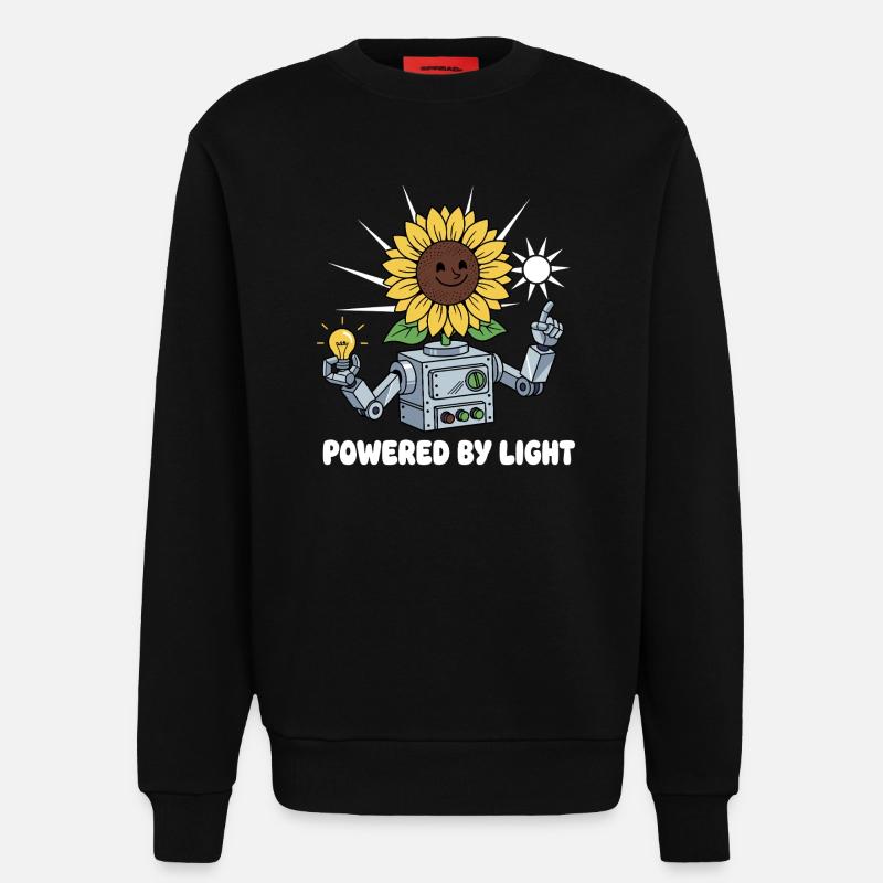 Sunflower Robot Light Ideas - Sweatshirt - made by SPREAD - SOLID BLACK