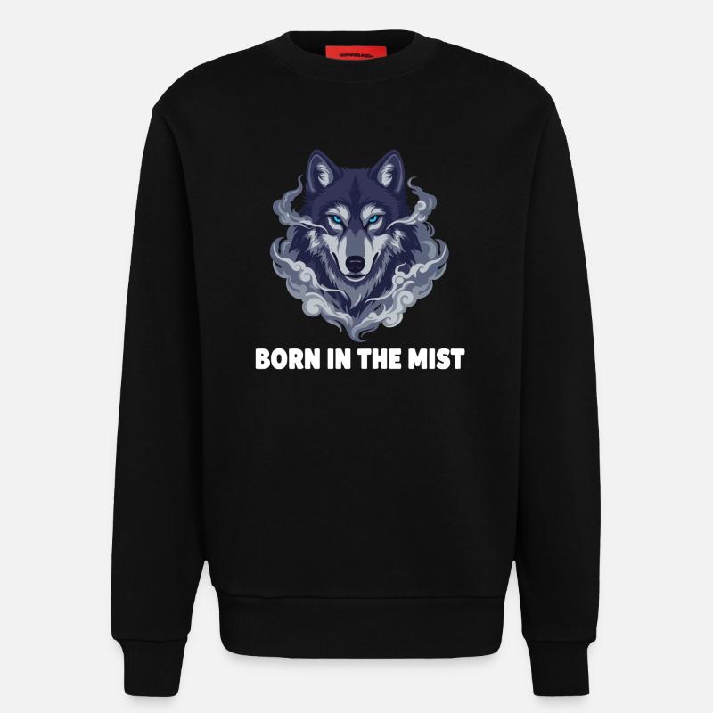 Nebelwolf: Wolfkopf im Dunst - Sweatshirt - made by SPREAD  - SOLID BLACK