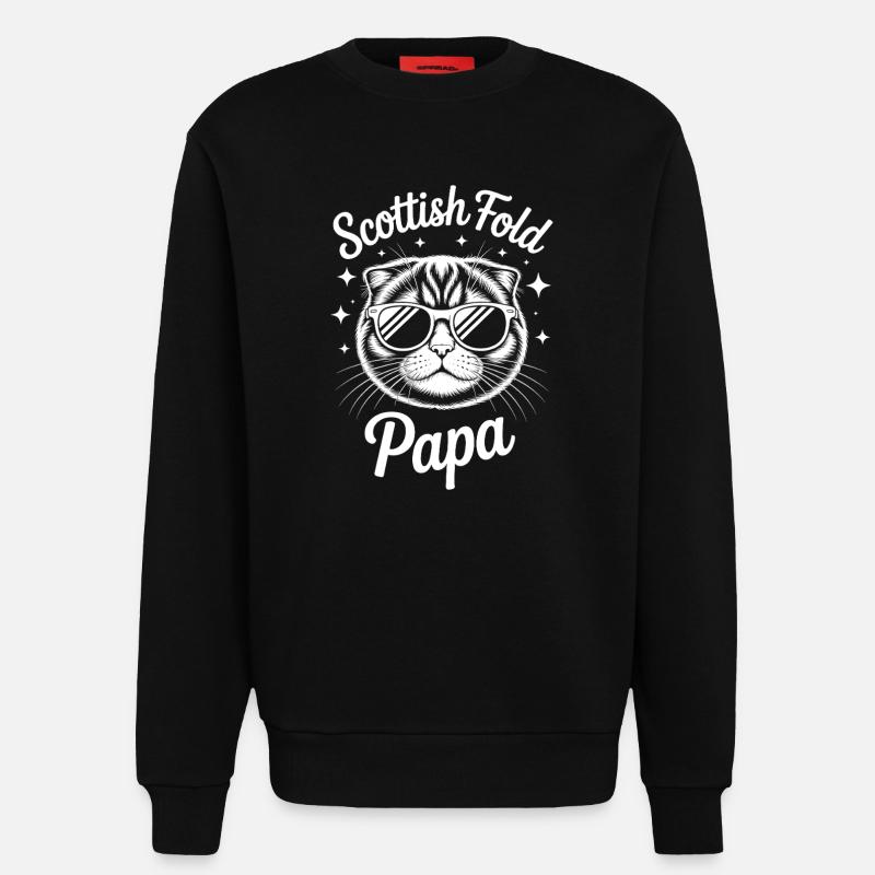 Cadeau Fold écossais Chats pliants écossais - Sweat bio décontracté fabriqué en UE - SOLID BLACK
