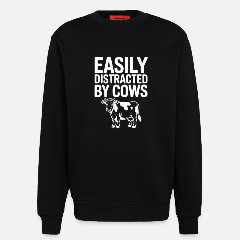 Easily Distracted by Cows - Sweatshirt - made by SPREAD  - SOLID BLACK