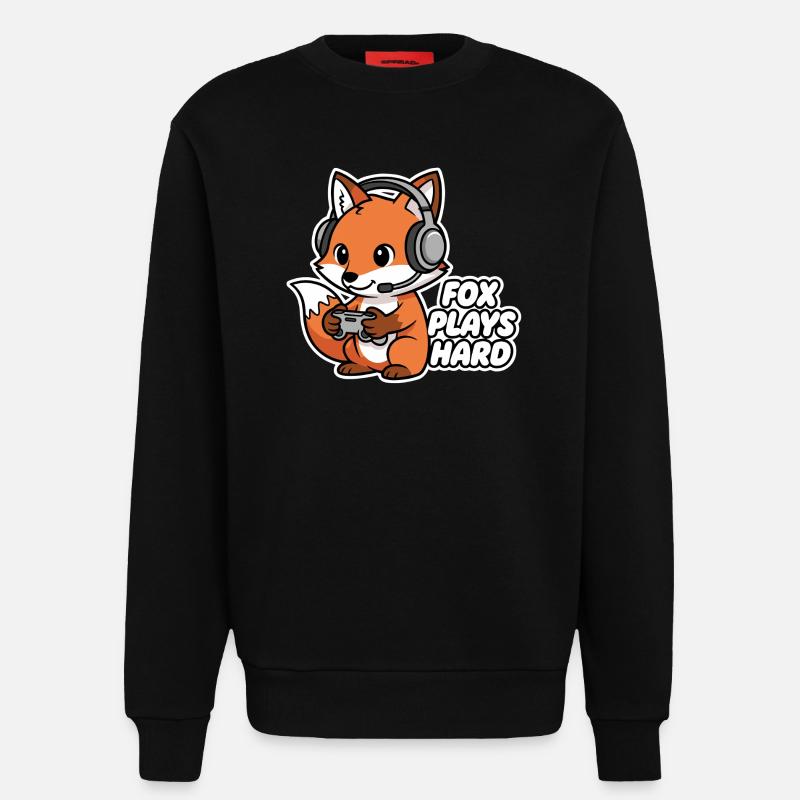 Fuchs mit Headset Spielheld - Sweatshirt - made by SPREAD  - SOLID BLACK