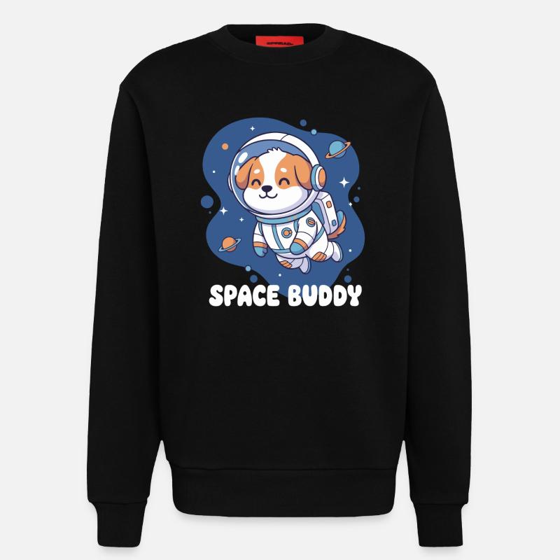 Chien astronaute compagnon de l’espace - Sweat bio décontracté fabriqué en UE - SOLID BLACK