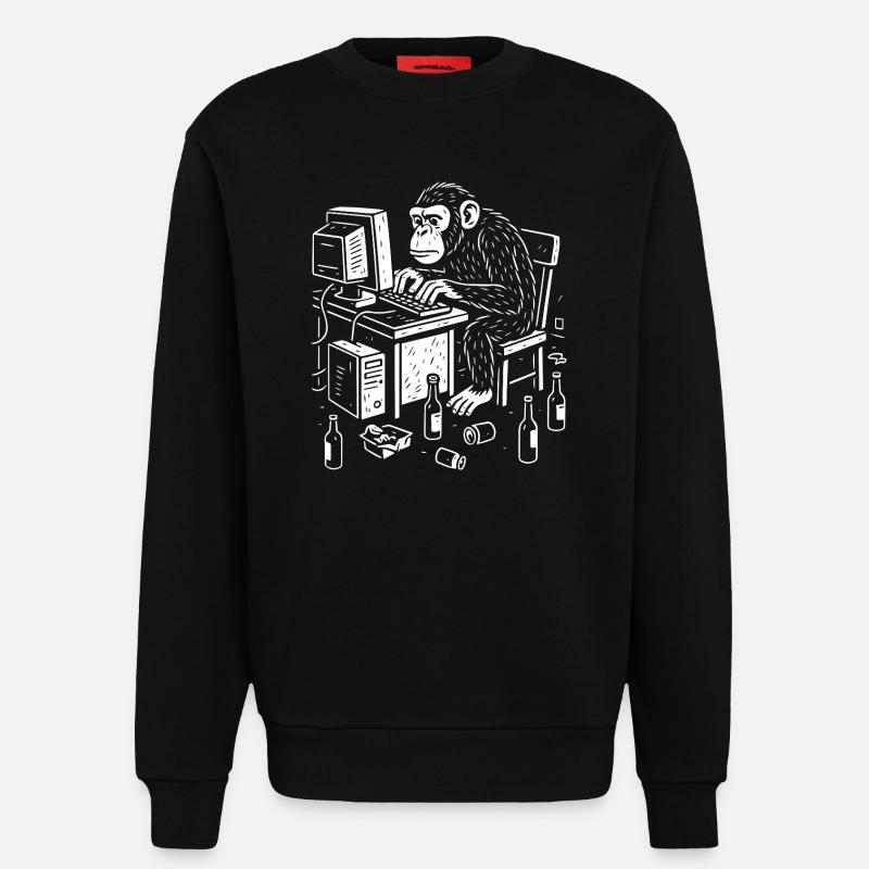 Codeur singe de bureau - Sweat bio décontracté fabriqué en UE - SOLID BLACK