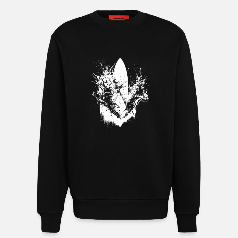 Surf dynamique Illustration Surf Surf - Sweat bio décontracté fabriqué en UE - SOLID BLACK