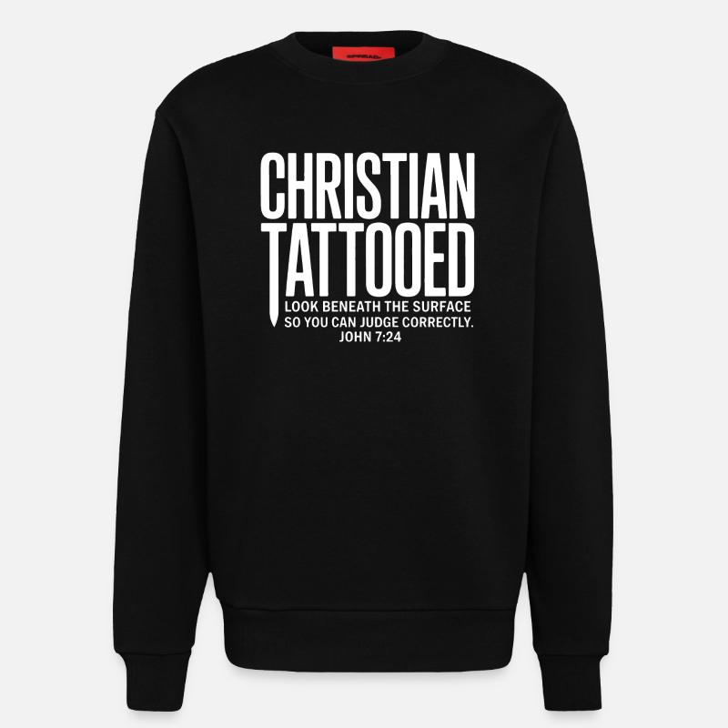Christian tattoo look under surface - Sweatshirt - made by SPREAD  - SOLID BLACK