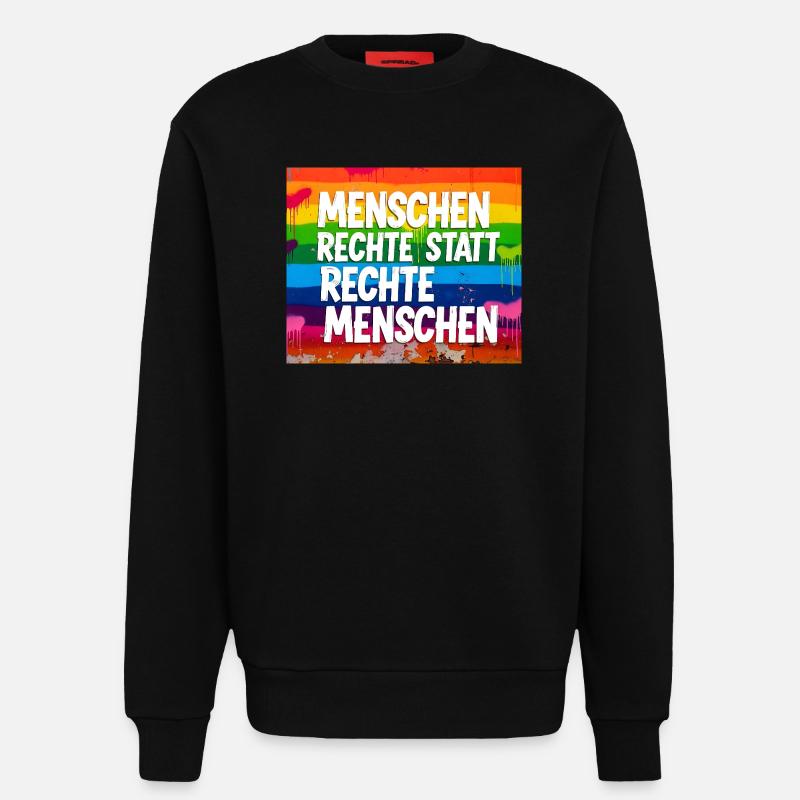 Menschenrechte statt rechte Menschen Statement - Sweatshirt - made by SPREAD  - SOLID BLACK