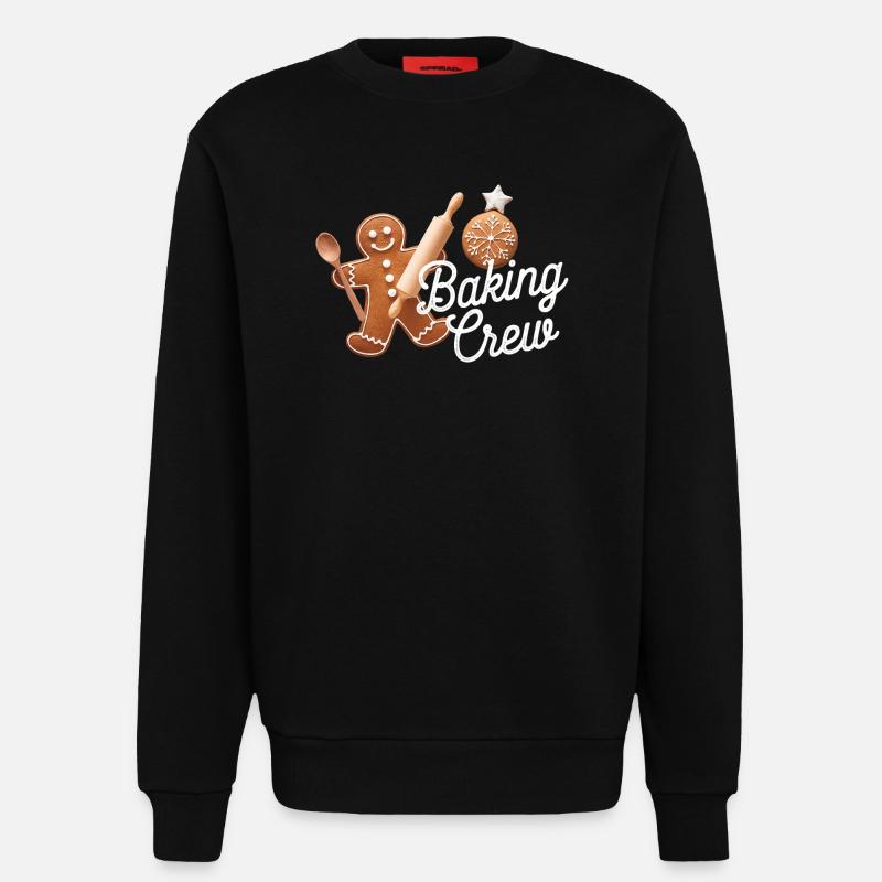 Baking Crew Gingerbread Man Christmas Baking - Sweatshirt - made by SPREAD  - SOLID BLACK
