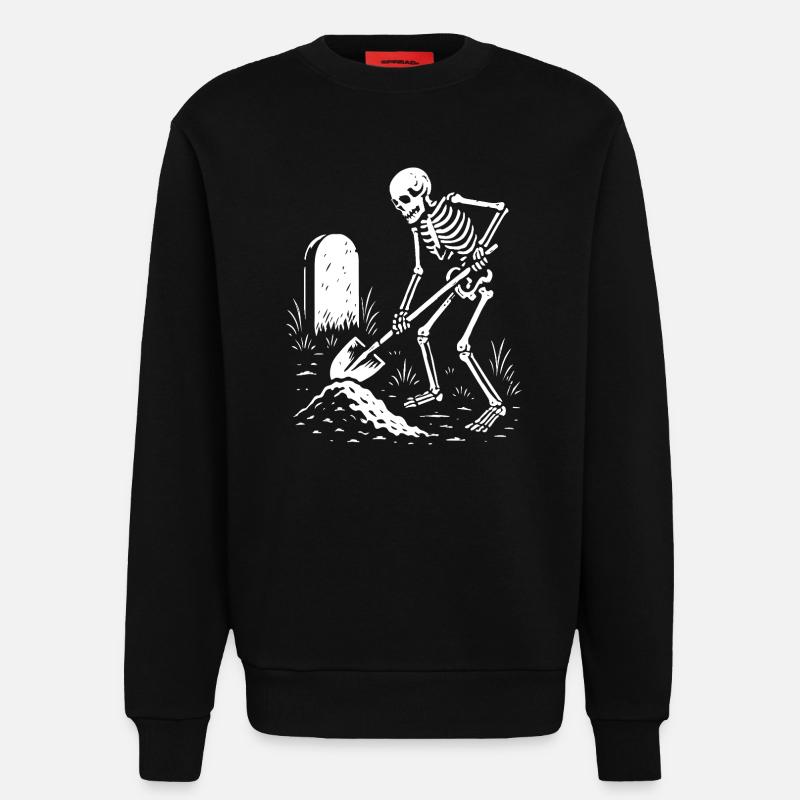 Skeleton Digging in Graveyard - Sweatshirt - made by SPREAD  - SOLID BLACK