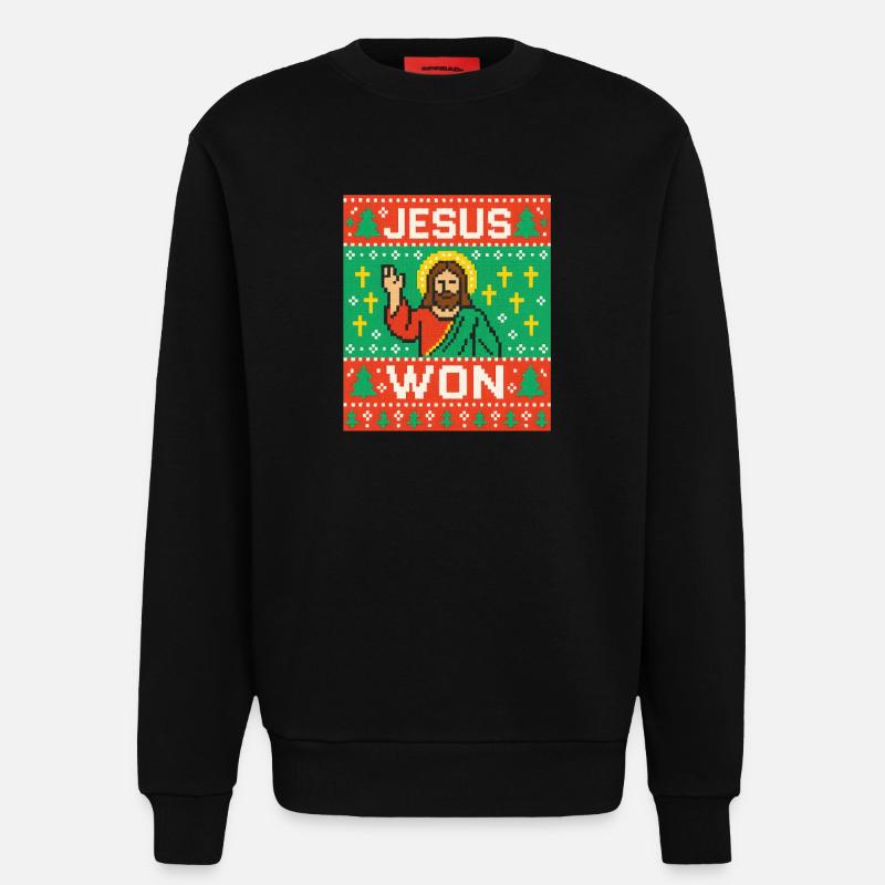Jesus Won hässlicher Weihnachtspullover-Stil, christlich - Sweatshirt - made by SPREAD  - SOLID BLACK