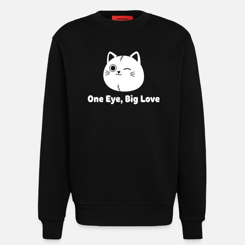 Waving Cat Patchwork Love - Sweatshirt - made by SPREAD  - SOLID BLACK