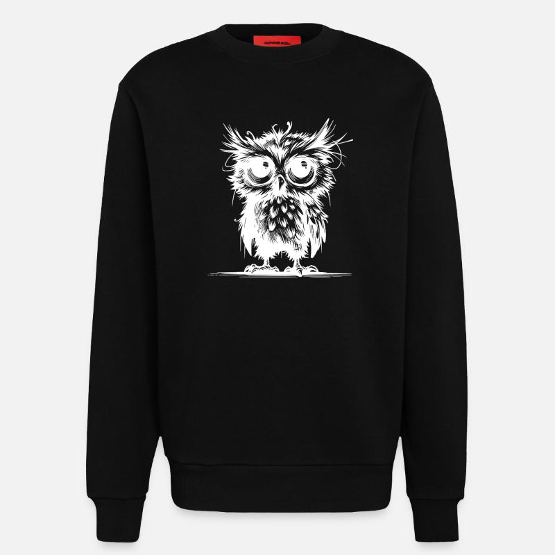 Müde Eulen Wächter des Waldes - Sweatshirt - made by SPREAD - SOLID BLACK