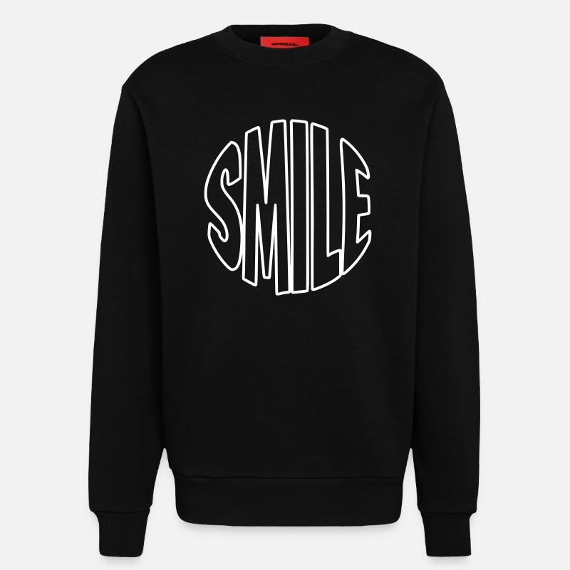 Clear smile lettering with contours - Sweatshirt - made by SPREAD  - SOLID BLACK
