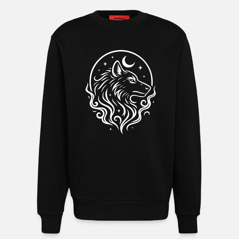 Rauhnächte Mystischer Wolf mit Mond - Sweatshirt - made by SPREAD  - SOLID BLACK