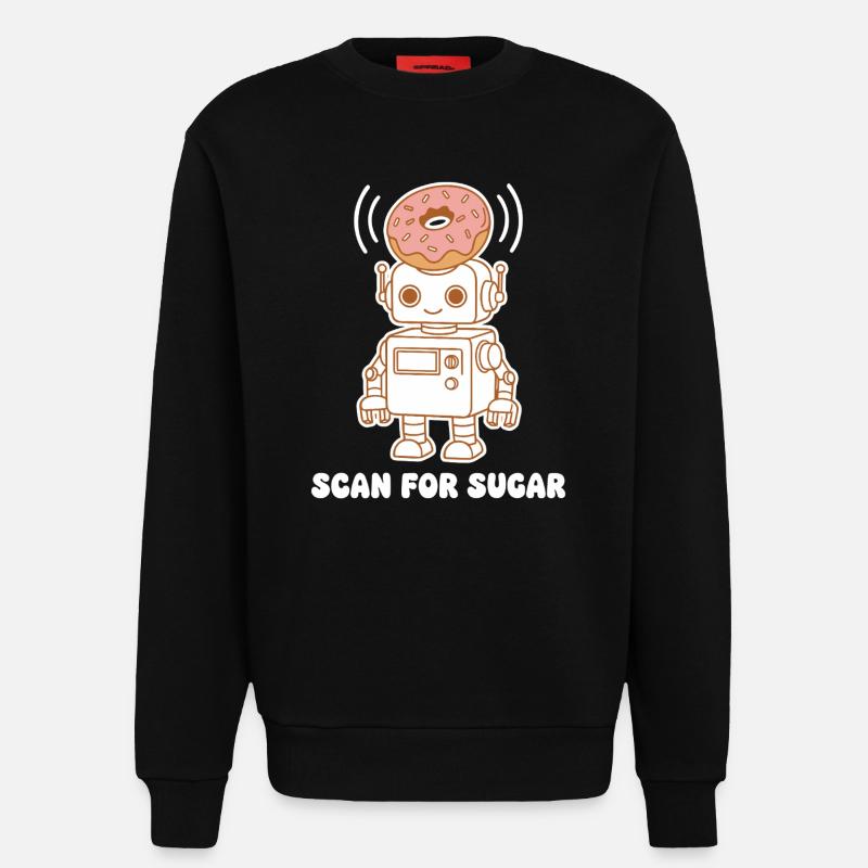 Donut-Roboter: Scan for Sugar - Sweatshirt - made by SPREAD  - SOLID BLACK