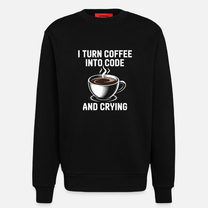 Kaffee und Programmier-Debugging-Humor für Softwar - Sweatshirt - made by SPREAD - SOLID BLACK