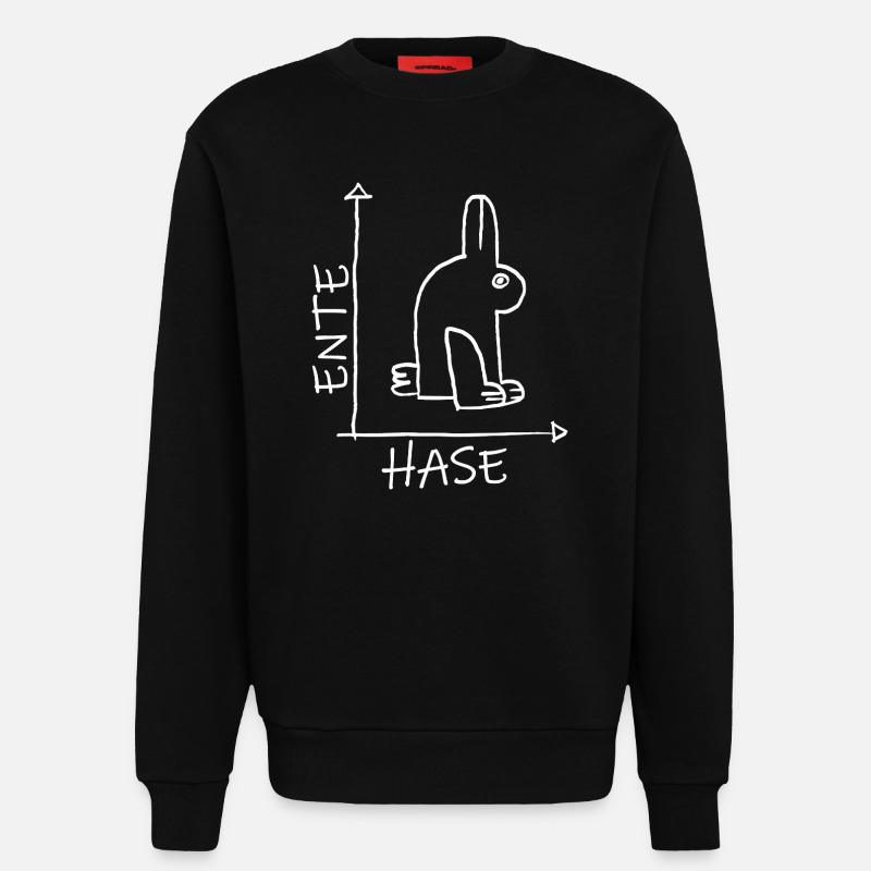 Bunnies Ducks Head Illusion - Optical Illusion - Sweatshirt - made by SPREAD  - SOLID BLACK