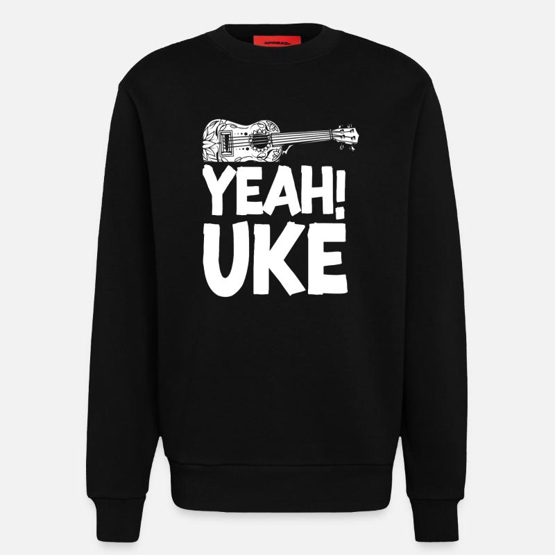 Hawaiian Ukulele Uke Yeah! Uke - Sweat bio décontracté fabriqué en UE - SOLID BLACK