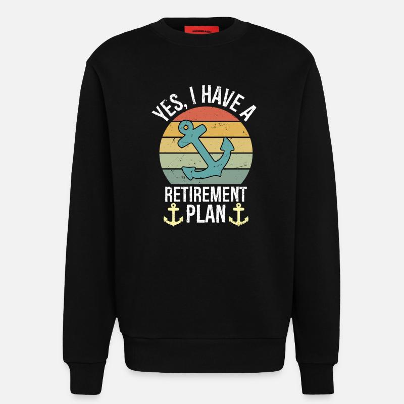 Plain Sailing Boat Retirement Plan Gift - Sweatshirt - made by SPREAD  - SOLID BLACK