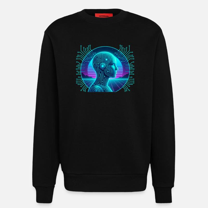 Artificial Intelligence Cyberpunk Neon Circuit - Sweatshirt - made by SPREAD  - SOLID BLACK