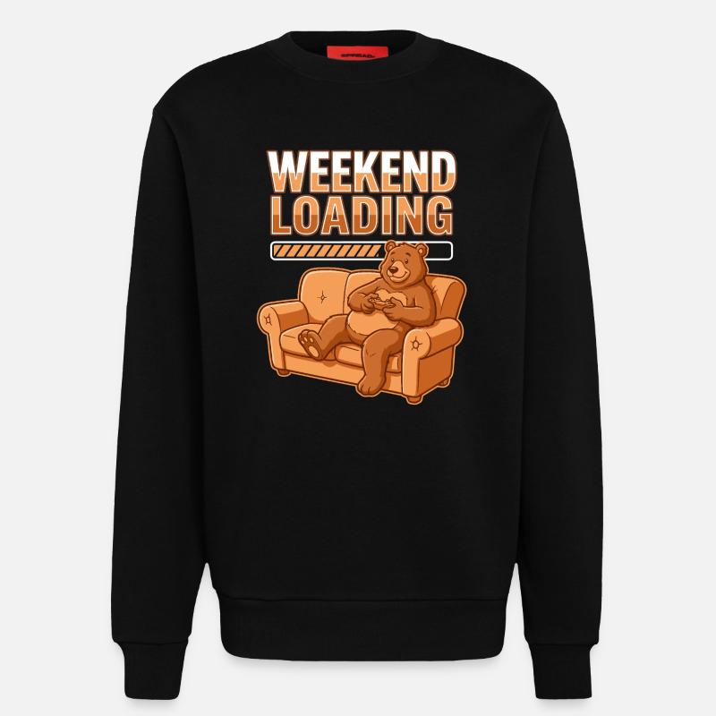 Wochenend-Ladezustand: Bär auf Sofa - Sweatshirt - made by SPREAD  - SOLID BLACK