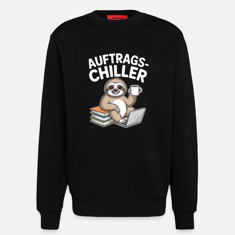 Commander Chiller Commander Chiller Bureau Sloth - Sweat bio décontracté fabriqué en UE - SOLID BLACK