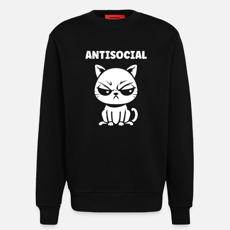 Antisocial Black White Chat - Sweatshirt - made by SPREAD - SOLID BLACK