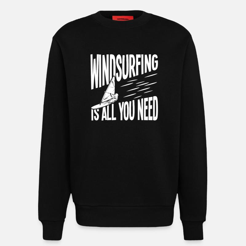 Windsurfing: Everything you need - Sweatshirt - made by SPREAD - SOLID BLACK