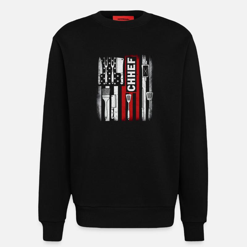  Chef American Flag - Sweatshirt - made by SPREAD  - SOLID BLACK