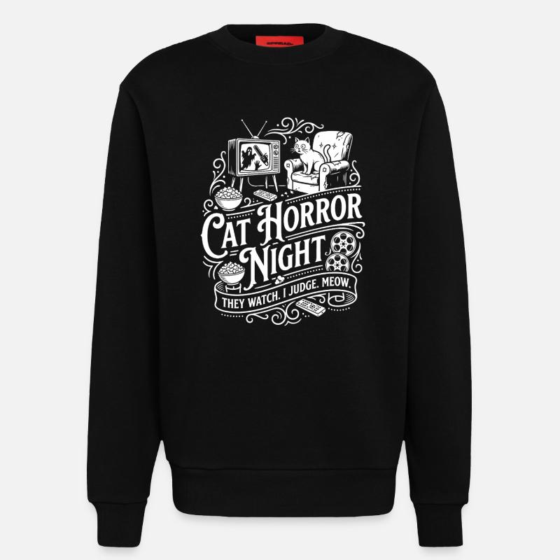 Cat Horror Night - Sweatshirt - made by SPREAD  - SOLID BLACK