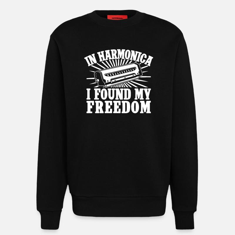 Harmonica Musican Found My Freedom Harmonica - Sweat bio décontracté fabriqué en UE - SOLID BLACK