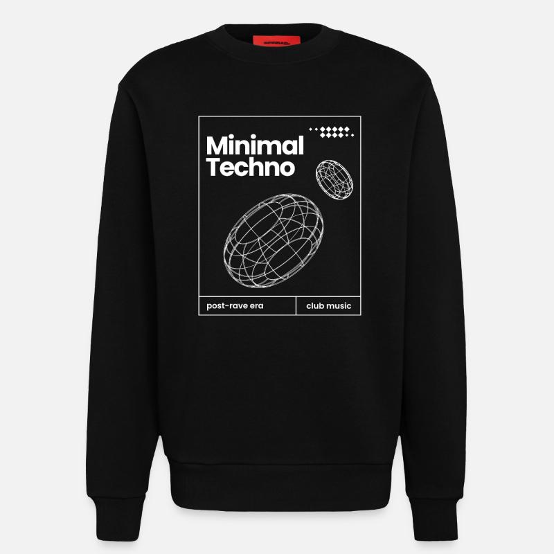 Minimal Techno music Spheres design - Sweatshirt - made by SPREAD  - SOLID BLACK