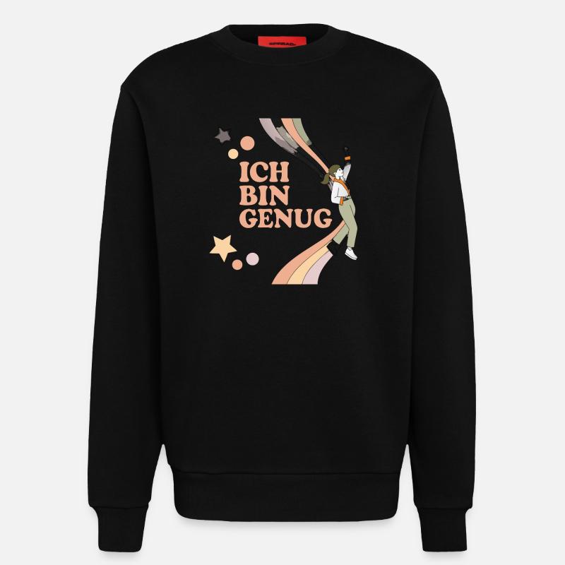 Ich bin Genug – Pastell Regenbogen Held - Sweatshirt - made by SPREAD  - SOLID BLACK
