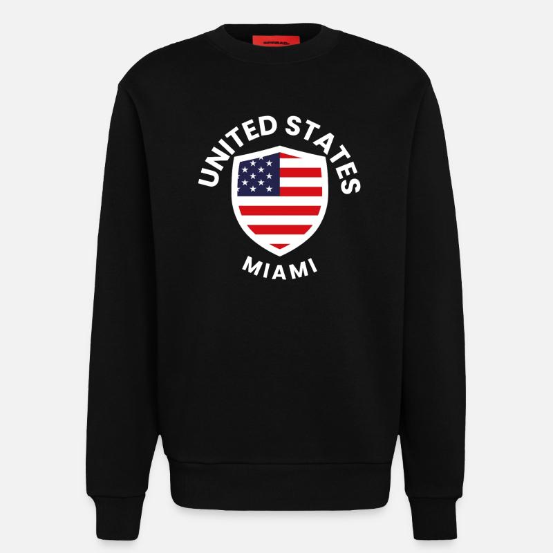 Bouclier du drapeau de Miami - Sweat bio décontracté fabriqué en UE - SOLID BLACK