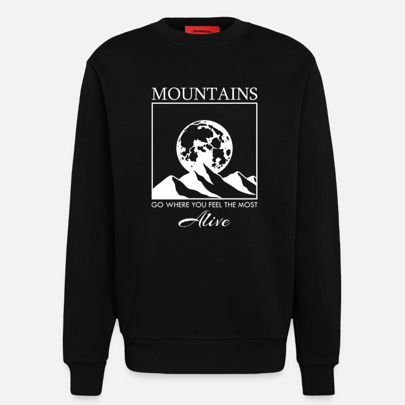 Mountain Range with the Moon - Sweatshirt - made by SPREAD  - SOLID BLACK