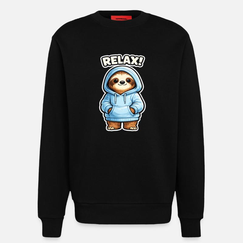 Sweat à capuche Relax Sloth - Sweat bio décontracté fabriqué en UE - SOLID BLACK