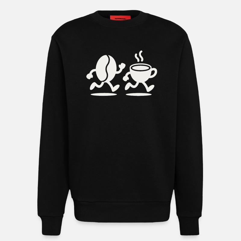 Caffeine Sprint: Bean & Cup Run - Sweatshirt - made by SPREAD  - SOLID BLACK