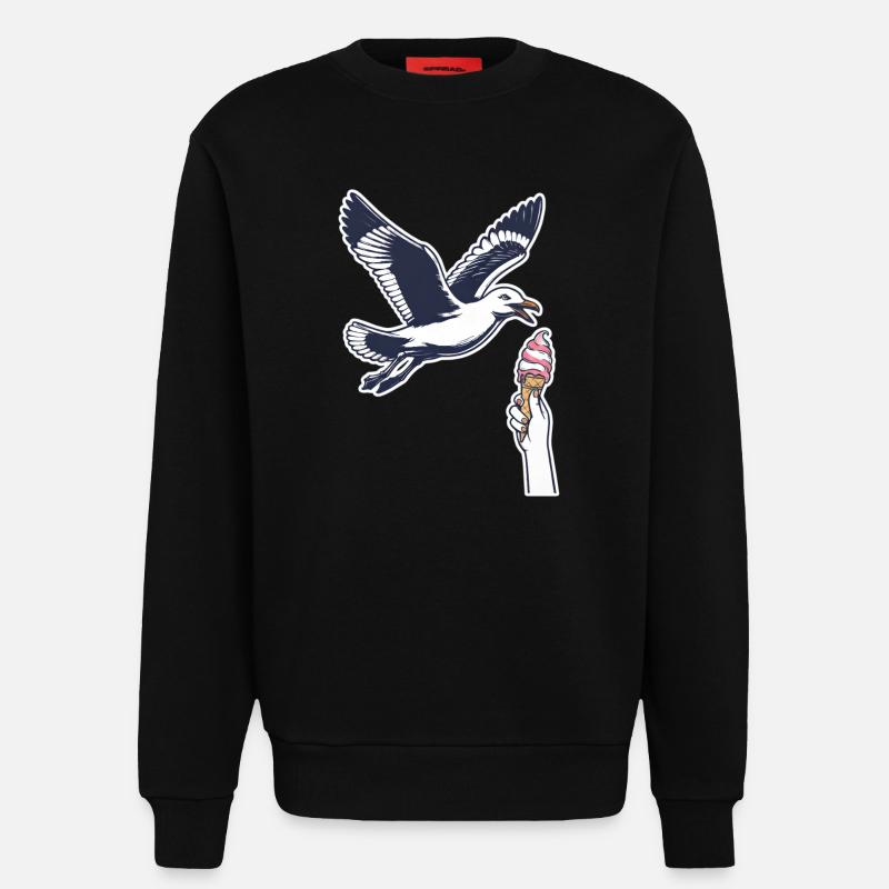 Lustige Möwe Stiehlt Eiscreme - Sweatshirt - made by SPREAD  - SOLID BLACK