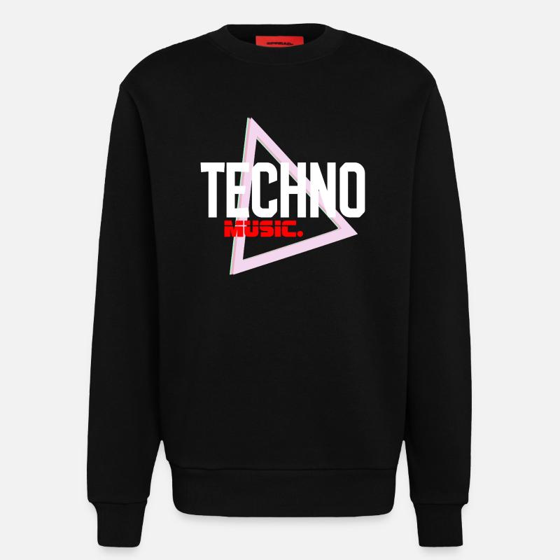 Techno Neon Triangle Pulse - Sweat bio décontracté fabriqué en UE - SOLID BLACK